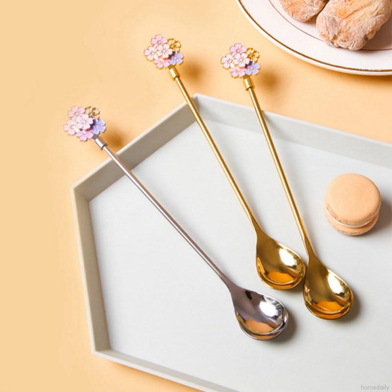 Muỗng Cà Phê Bằng Thép Không Gỉ Thiết Kế Hình Hoa Phong Cách Nhật Bản Độc Đáo