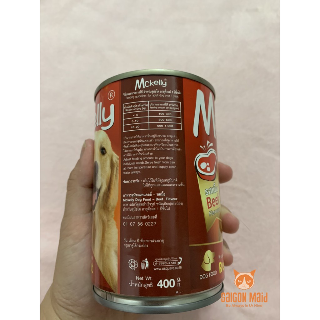 Pate lon dành cho cún McKelly đóng lon 400gr vị thịt bò nhập khẩu từ Thái Lan