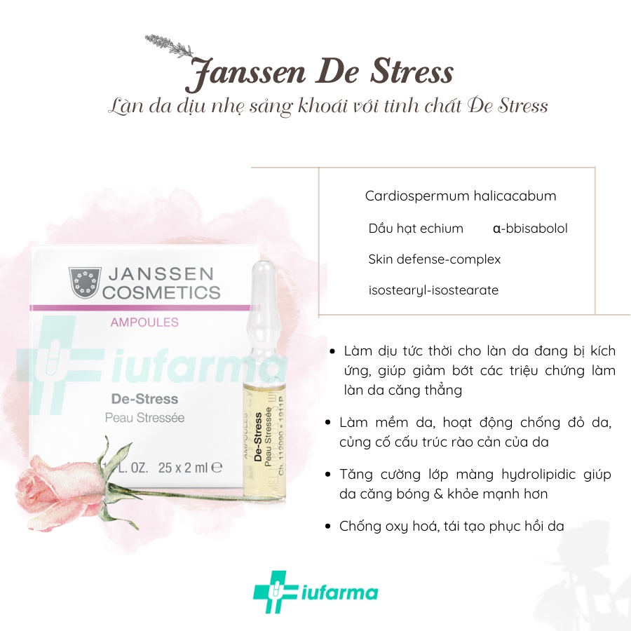 Tinh chất làm dịu da bị kích ứng, phục hồi, dưỡng ẩm cho da nhạy cảm, da yếu Janssen De Stress
