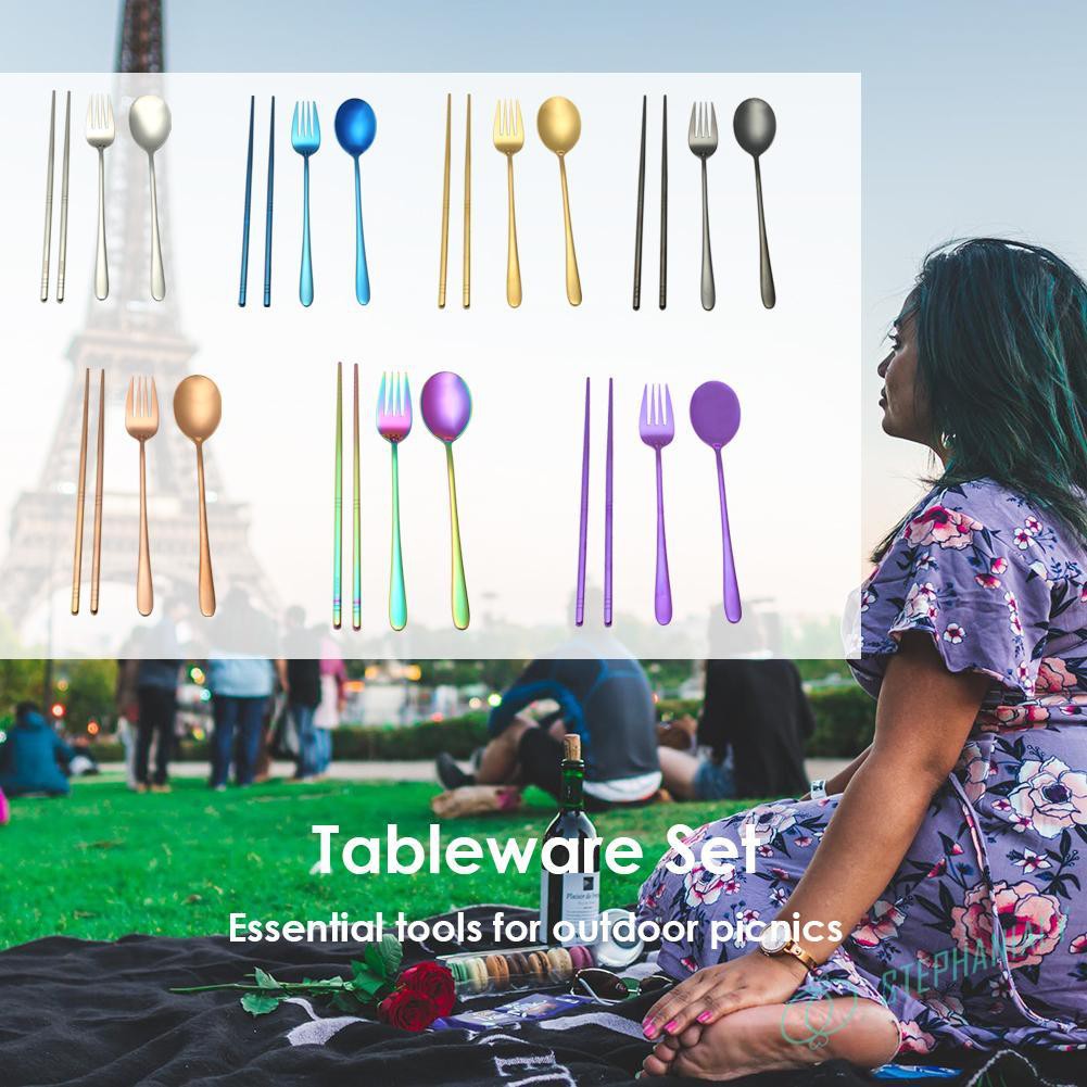 4pcs Portable Stainless Steel Tableware Set