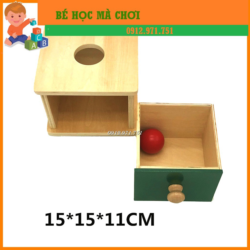 Giáo cụ Montessori 0-3 tuổi - Thả bóng hộp vuông - Hình cầu kèm hộp