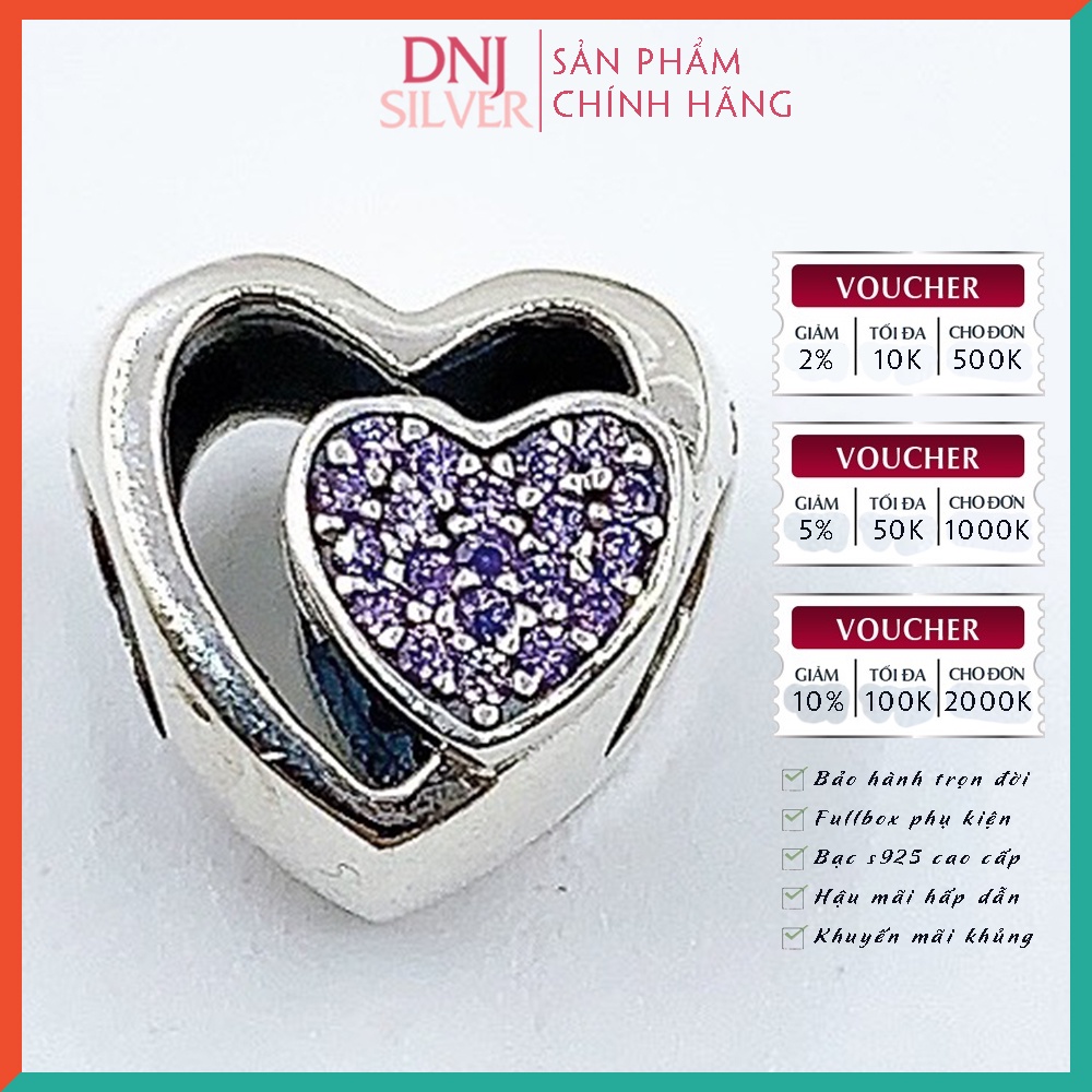 Vòng tay bạc 925 cao cấp - Vòng tay charm Lucky Lovely Purple, tím mộng mơ, thủy chung, tình yêu, may mắn  - DNB037