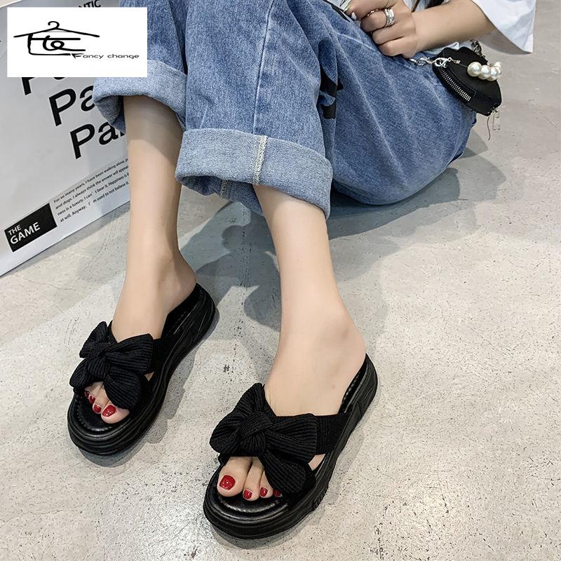 Dép Sandal Đế Xuồng Siêu Mềm Đính Nơ Thời Trang Mùa Hè Cho Học Sinh