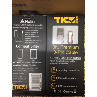 Cáp Sạc iPhone 1m Siêu Nhanh TIC Made in Việt Nam (Xuất khẩu ÚC)