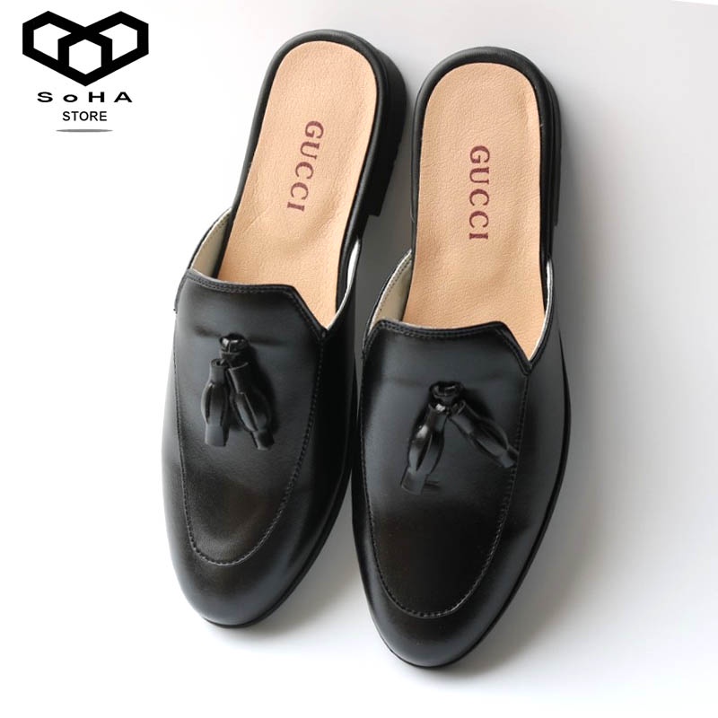 Sục Nam da trơn trang trí họa tiết đơn giản, lịch sự dễ dàng phối đồ