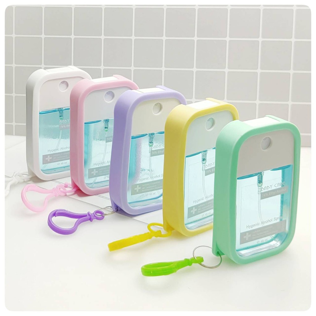 Bộ Chai Xịt Cồn 45Ml + Vỏ silicone + Móc Khóa Mang Đi Tiện Lợi