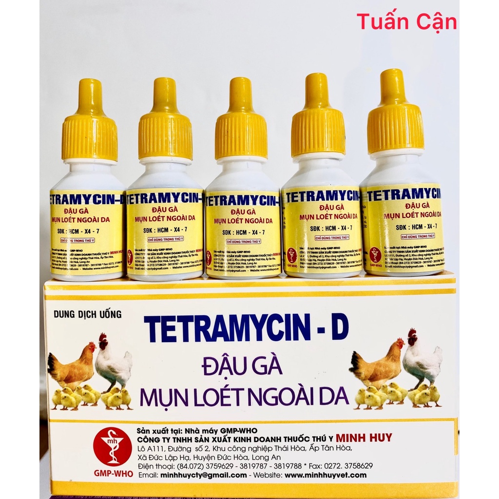 Tetramycin Đậu gà, Mụn loét ngoài da Minh Huy lọ 10ml