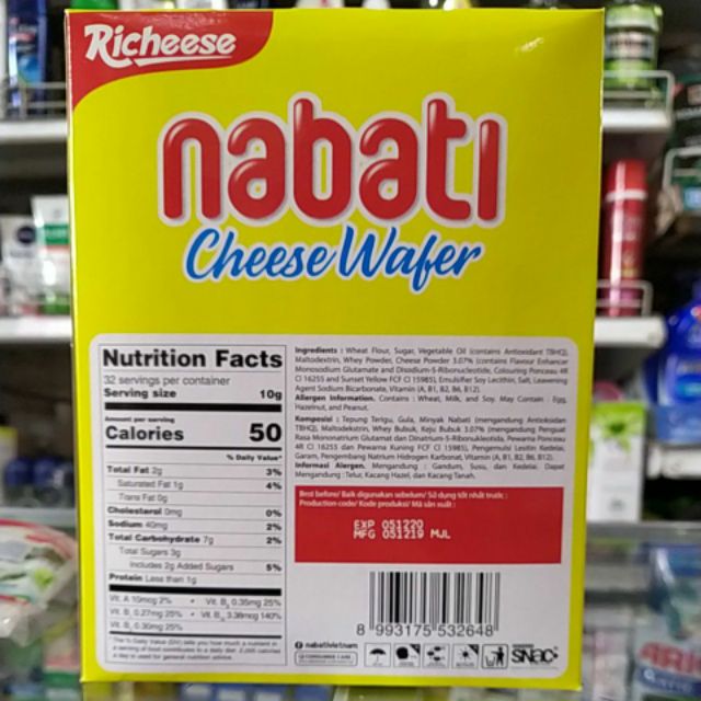 Bánh xốp Nabati nhân phomai/socola hộp 320g