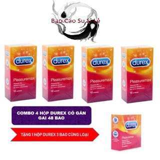 [Combo] 4 Hộp 48 Cái Bao Cao Su GÂN GAI Durex PleasuareMax Tặng 1 Hộp 3 Bao