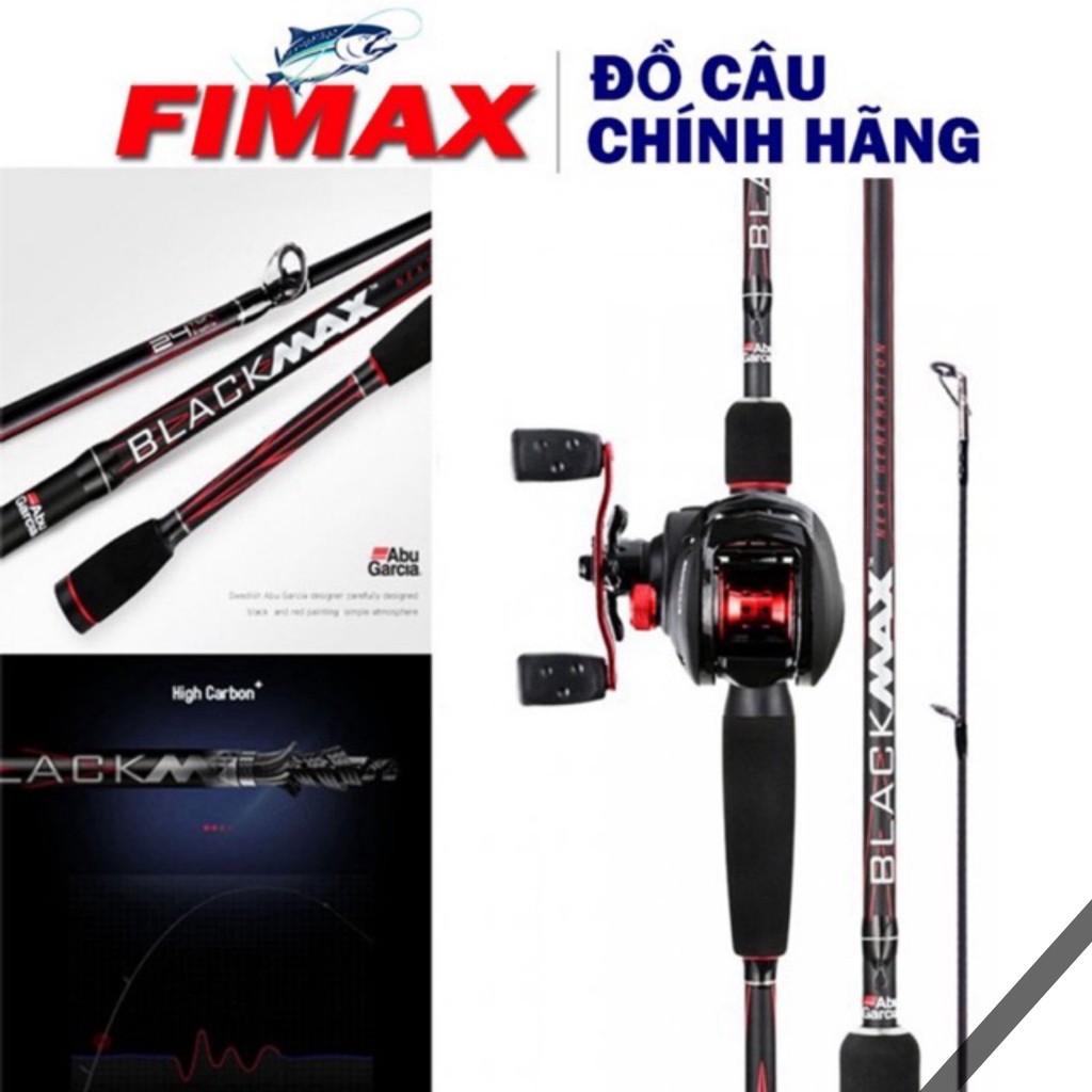 bộ cần câu máy ngang cần dài 2m4 abu black max + máy ngang CD 201 cần ABu Garcia black max cần cực khoẻ y hình MC