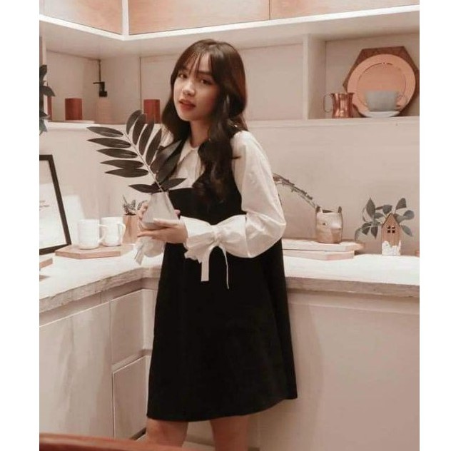 Váy bánh bèo- phối sơ mi trắng 💖 VIDEO + ẢNH THẬT 💖 Bộ váy liền sơ mi phong cách công chúa Maze House | BigBuy360 - bigbuy360.vn