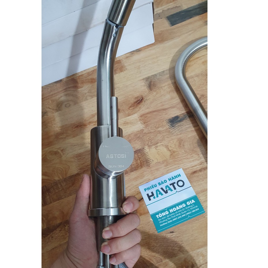 Vòi rửa chén dây rút nóng lạnh inox 304