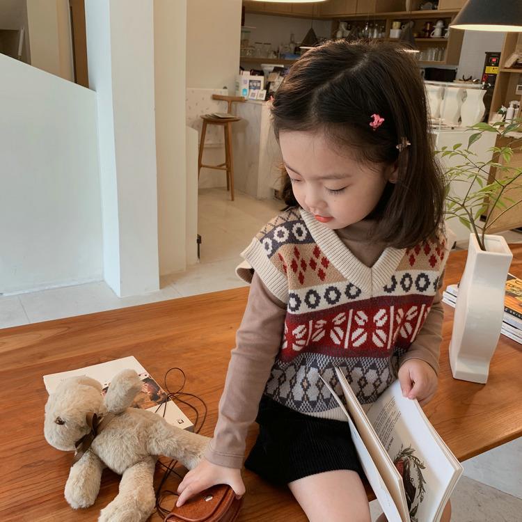 Áo sweater dệt kim không tay thời trang Hàn Quốc cho bé