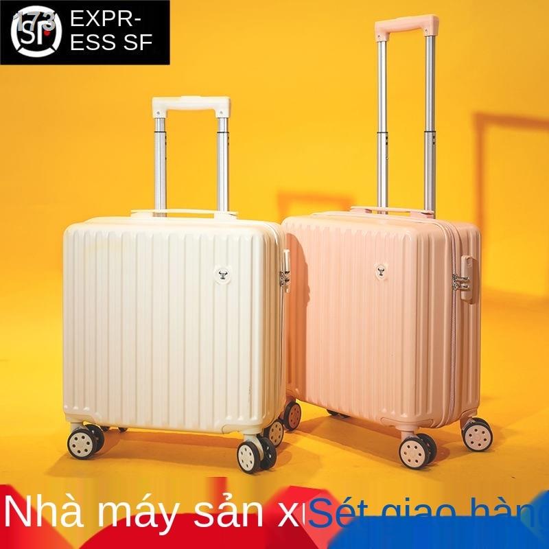 Hành lý nữ nhỏ 18 inch in lưới màu đỏ nhẹ vali kéo mật khẩu siêu lên máy bay êm nam 20