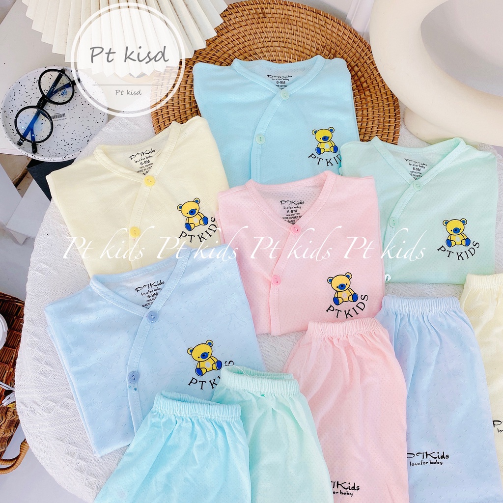 Đồ bộ dài tay cho bé trai bé gái sơ sinh cúc cài giữa, chất cotton sợi tre thông hơi hãng Ula Rogo - PT Kids - Nobaby