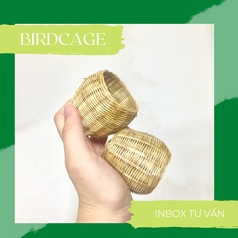 Giỏ cu gáy đựng thức ăn lồng chim cu gáy đan mây cao cấp birdcages (đắt)