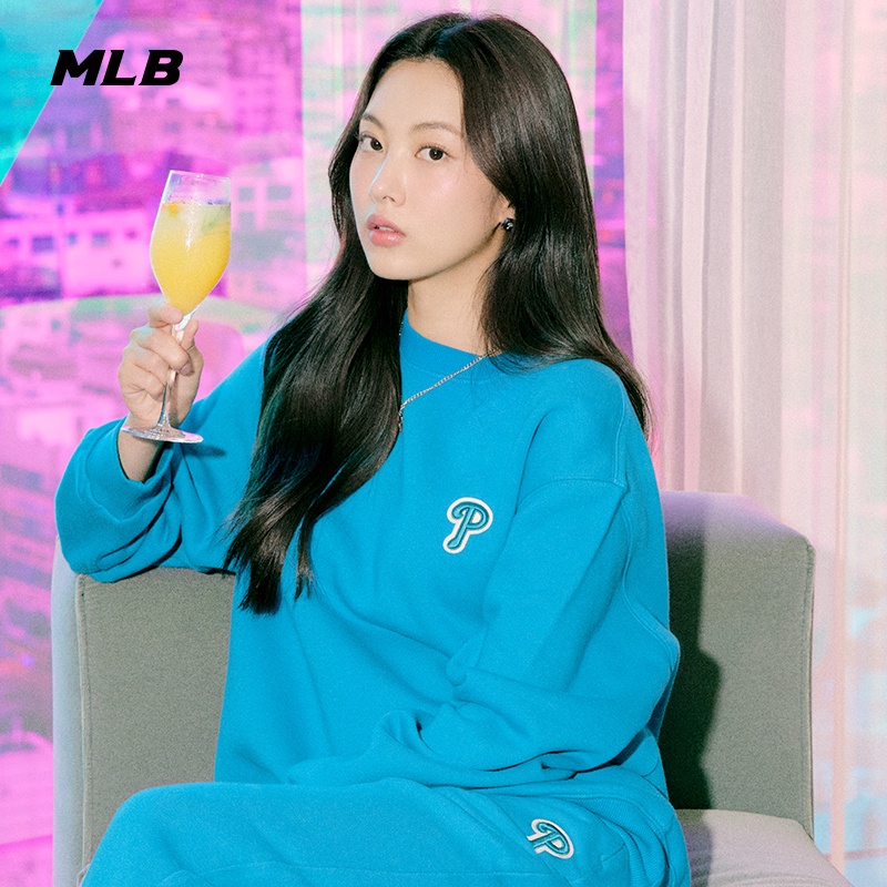 Áo sweater MLB NY dáng rộng lót nhung ấm áp thời trang thu đông cho nam và nữ mtb07