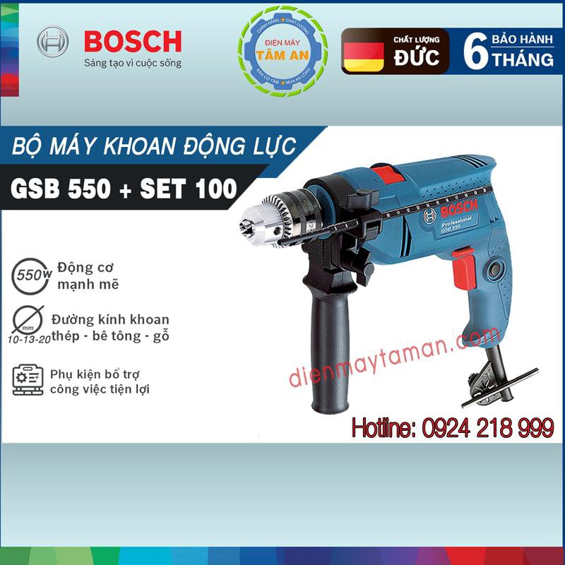 Bộ máy khoan động lực Bosch GSB 550 Set 100 phụ kiện