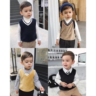 Áo len Gile phong cách Hàn Quốc cho bé trai