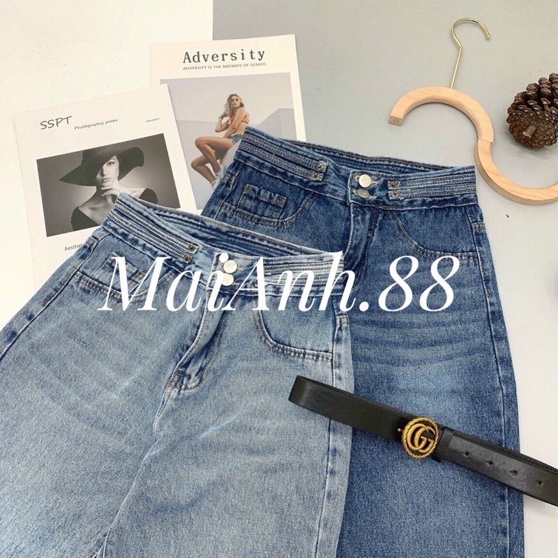 Quần jeans baggy MaiAnh.88 quần jean nữ lưng cao cạp đinh cá tính | BigBuy360 - bigbuy360.vn
