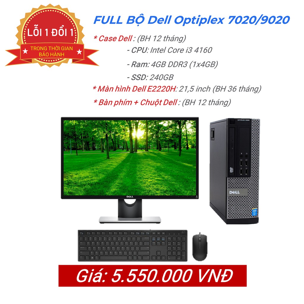 Bộ cây máy tính để bàn văn phòng Dell 3020/9020/ 7020 Core i3 4160, màn hình Dell , phím chuột Dell hàng nhập khẩu | BigBuy360 - bigbuy360.vn
