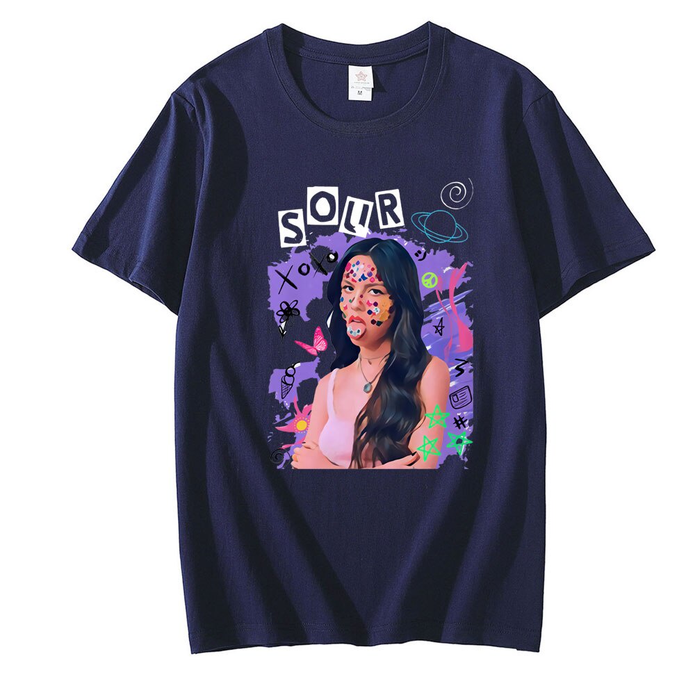 Áo Thun Tay Ngắn Cổ Tròn In Hình Olivia Rodrigo Thời Trang Mùa Hè Chất Lượng Cao