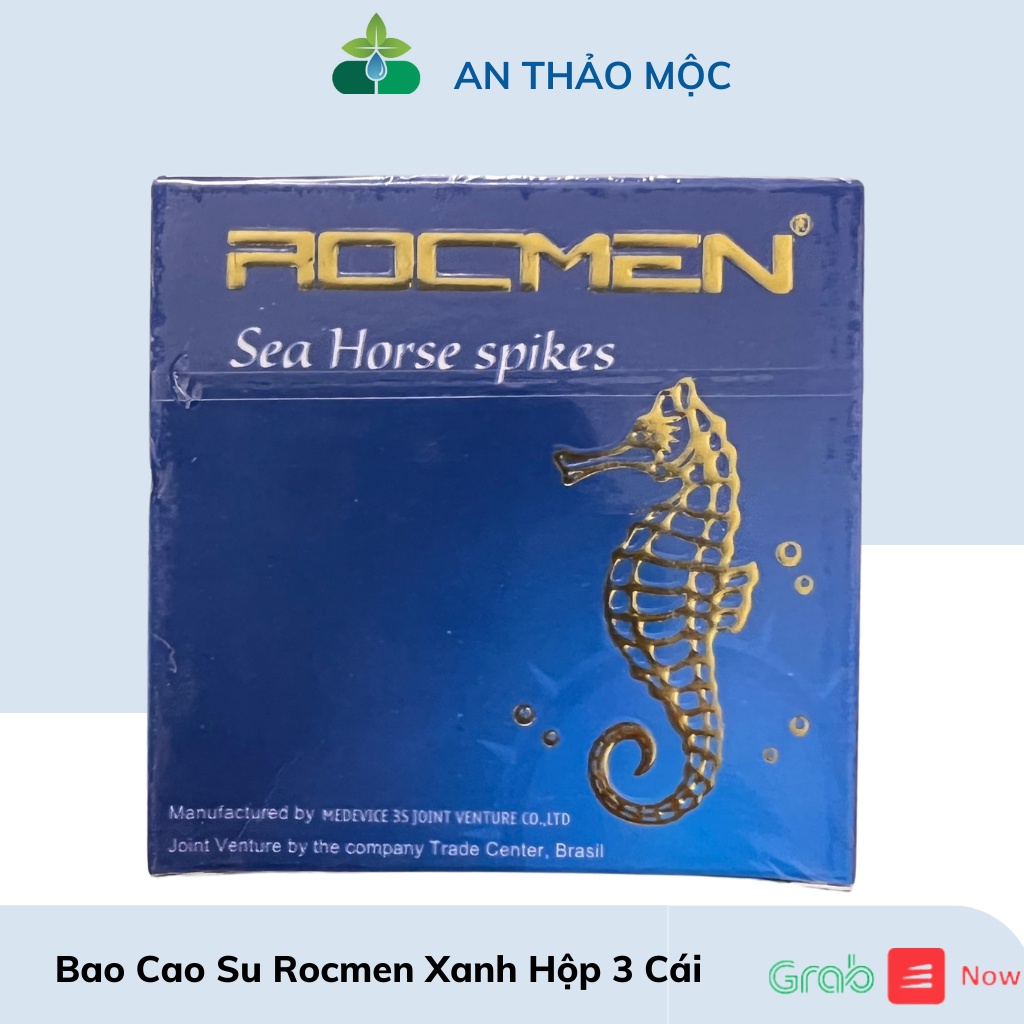 Bao Cao Su Gân Gai Rocmen Sea Horse Spikes cá ngựa hương bạc hà.hộp 3 cái. anthaomoc