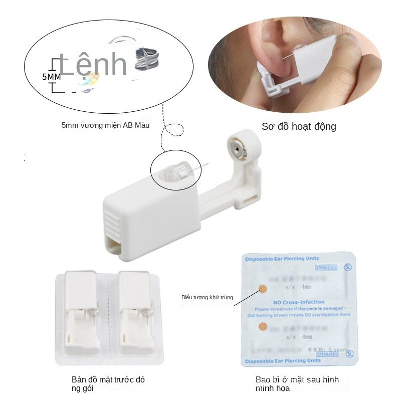 Bộ Khuyên Tai Xỏ Tự Động Bằng Thép Không Gỉ Sử Dụng Một Lần Phong Cách Mới