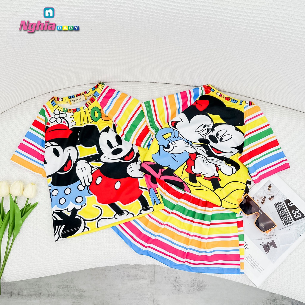 Set bộ chân váy có quần trong thun lạnh in hình hoạt hình NGHĨA BABY dành cho bé gái!