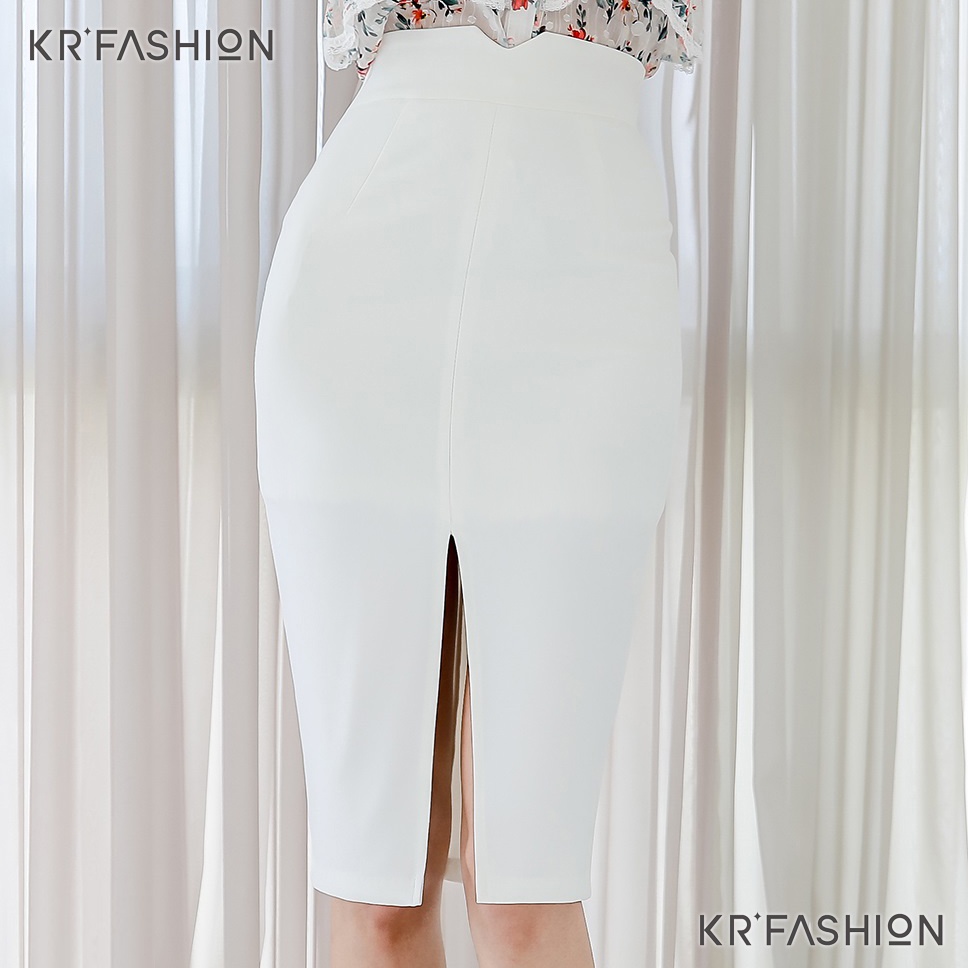 Chân váy công sở bút chì eo cao, xẻ trước - SK231 KRfashion Cao Cấp Vải Co Dãn tốt , váy 2 lớp may kỹ đẹp, Mặc tôn dáng