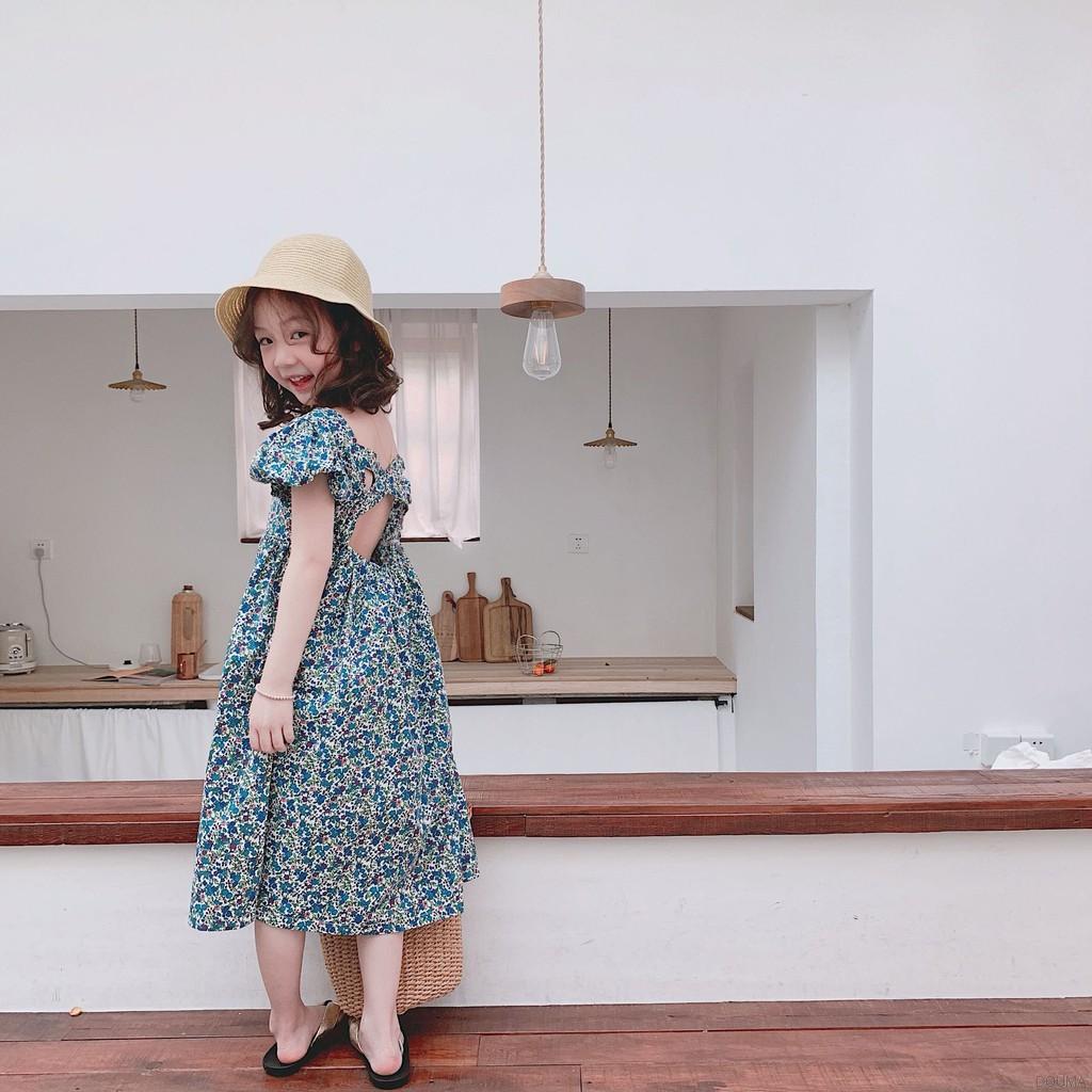 Đầm In Hoa Hở Lưng Cho Bé Gái