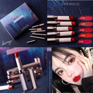 [ BẢN ĐẶC BIỆT ] SET 05 Thỏi Son Lì Mịn Môi CHERNGIC DIAMOND Vỏ Bạc Tráng Gương Kiêu Sa