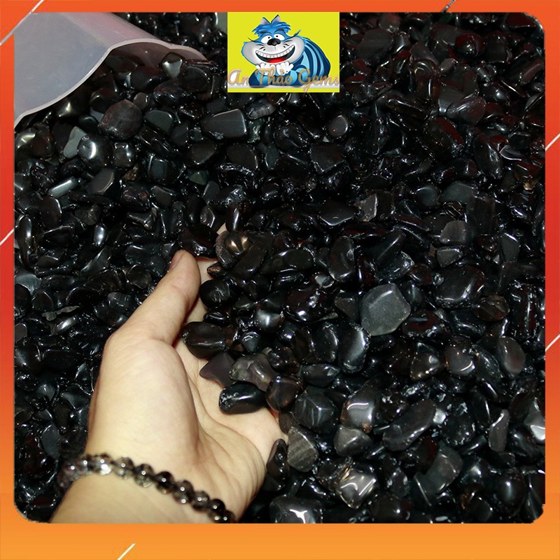 Đá Vụn Màu Đen- Obsidian, Đá Thanh Tẩy, Vụn Đá Phong Thuỷ Dùng Trang Trí, Thả Bể Cá, Làm Đồ Vật May Mắn