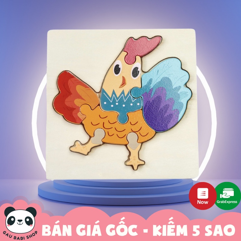 Tranh ghép hình 3D gỗ nổi mẫu gà trống cho bé vừa học vừa chơi Toys House