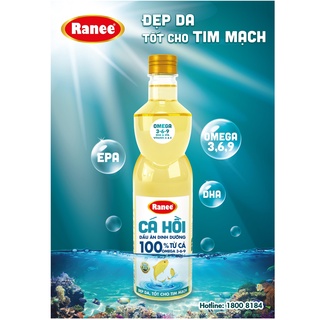 Combo 2 chai dầu ăn Ranee Cá Hồi 950ml hoặc 1 lít (950ml/chai - 1 lít x 2 chai)