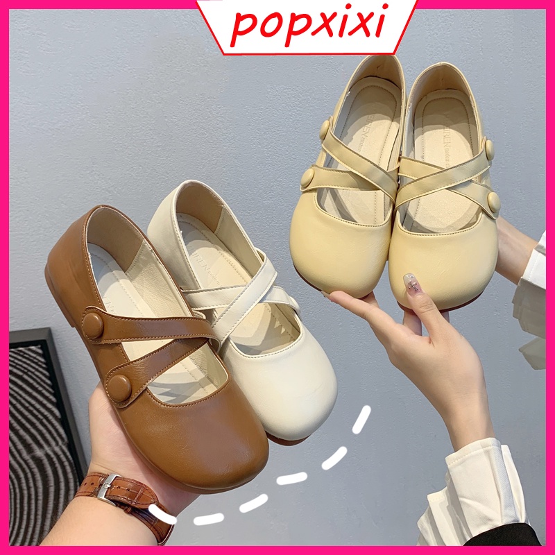 ❤Giày Búp Bê Mũi Tròn Đế Mềm Quai Chéo Phong Cách Hàn Quốc Cho Nữ