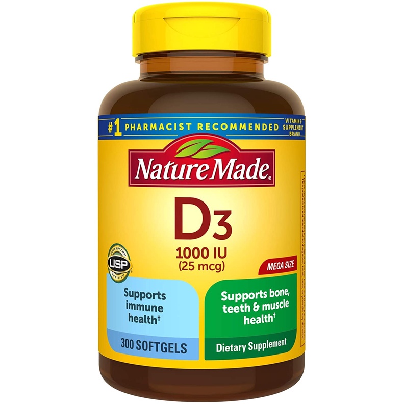 Viên uống bổ sung Vitamin D3 Nature Made D3 1000 IU 300 viên DATE 2025
