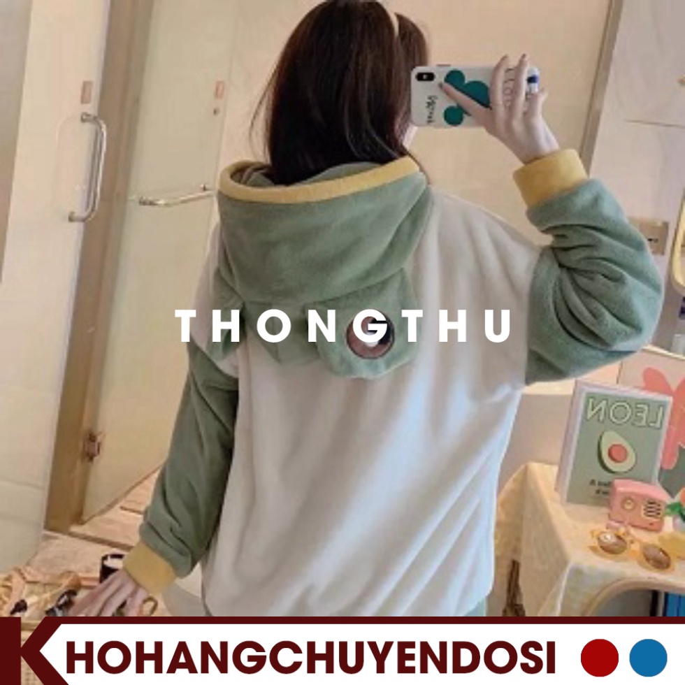 Bộ đồ ngủ mùa đông lông cừu ếch xanh cute ,đồ mặc nhà cho nữ siêu ấm | BigBuy360 - bigbuy360.vn