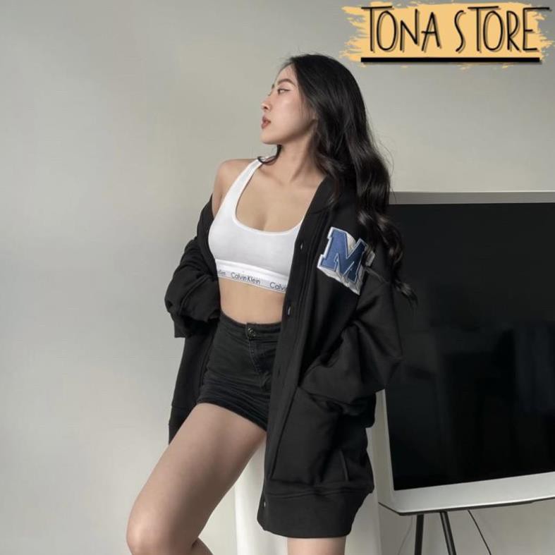 Áo cardigan nỉ bông cotton unisex dưới 85kg tonastore - Thêu logo M missout | BigBuy360 - bigbuy360.vn