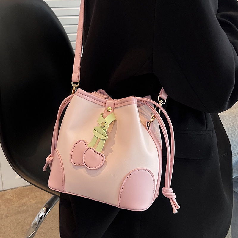 IELGY Túi Đeo Vai Hình Xô Phối Màu Phong Cách Cổ Điển Thời Trang Cho Nữ