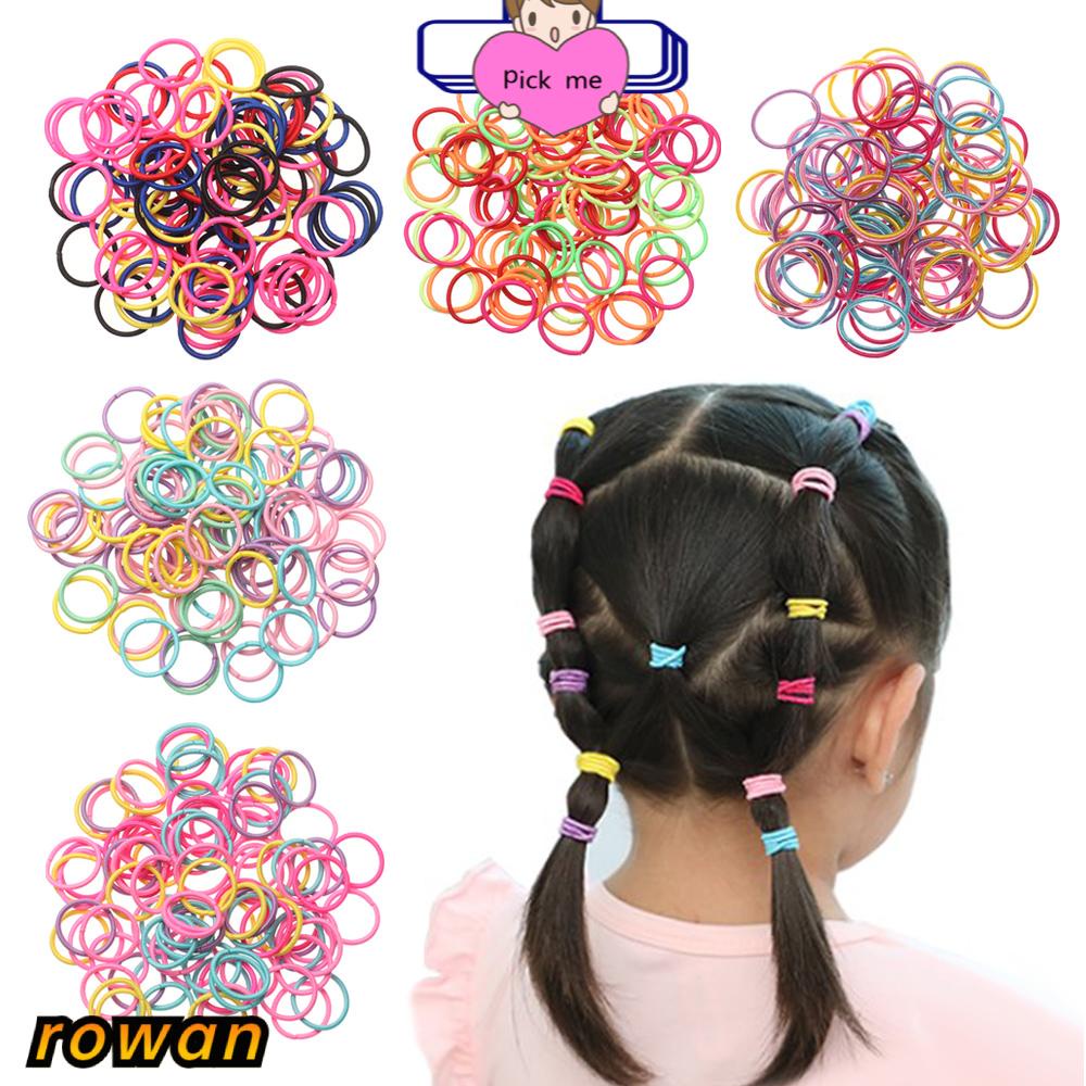 Set 100 dây thun cột tóc mini co giãn 2cm/ 2.5cm nhiều màu sắc thời trang đơn giản cho bé gái