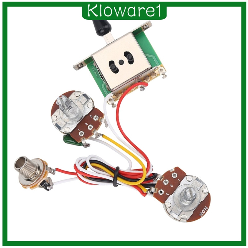 [KLOWARE1]Guitar Wiring Harness 3 Way Toggle Switch 1V1T 500K Pot for Electric Guitars