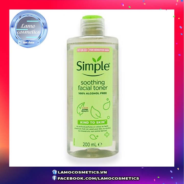 [MẪU MỚI NHẤT] Nước hoa hồng Simple, Toner Simple Kind To Skin Soothing Facial