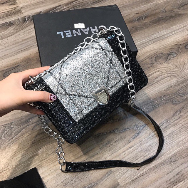 Túi Xách đeo chéo nữ Đi Học Đi Làm Cao Cấp mini Dây Da Phối Xích Thời Trang - TDC023
