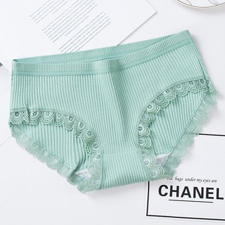 Quần Lót Nữ Cotton Viền Ren Gân Tăm Kháng Khuẩn Hoạ Tiết Viền Ren Cao Cấp Xuất Nhật BHD07