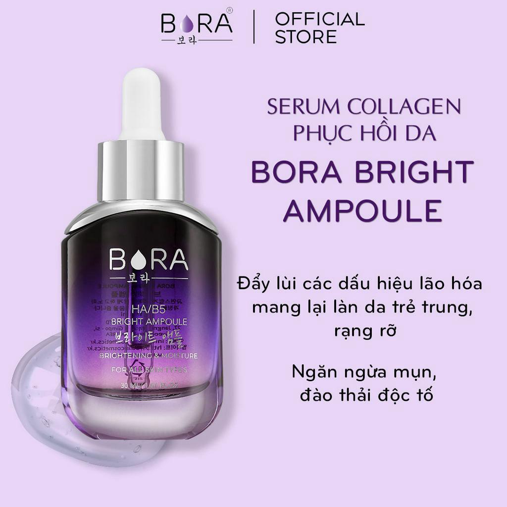 Serum Huyết Thanh Dưỡng Trắng BORA BRIGHTENING AMPOULE HA/B5 Giúp Sáng Da Mờ Thâm Nám Lọ 30ml