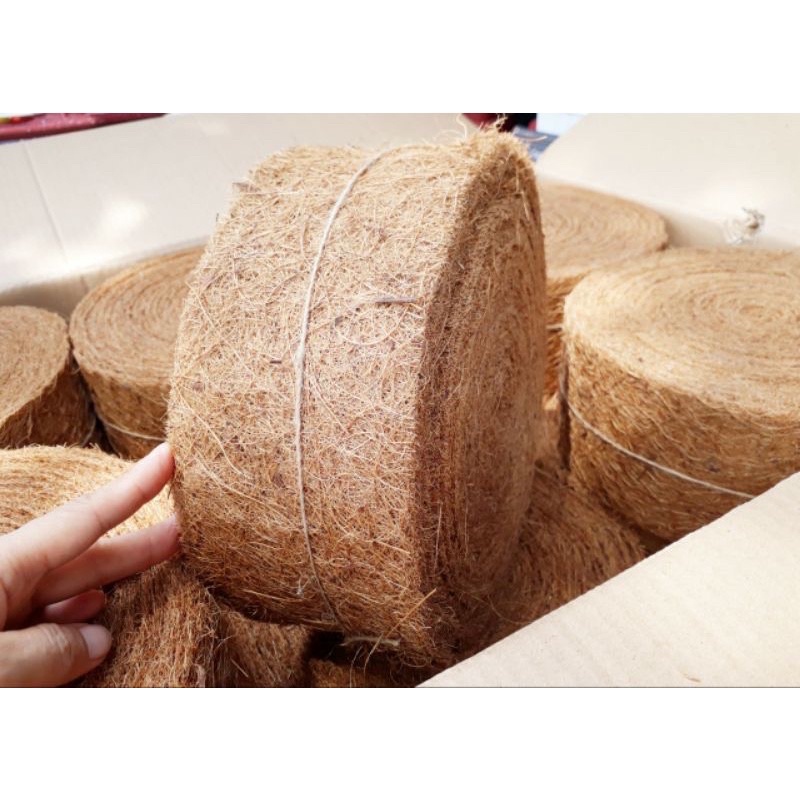XƠ DỪA CUỘN - CHỈ XƠ DỪA XỬ LÝ TỪNG SỢI VÀ ÉP CẮT ĐÓNG THÀNH CUỘN lót đáy chậu, lót mặt chậu cây,... đa năng