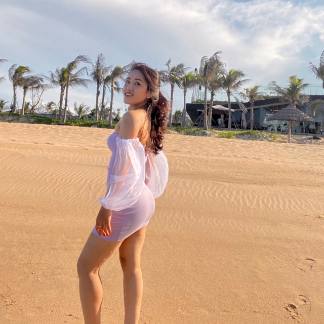 Váy Body tay bồng Nữ 🌸 Đầm cotton trơn dáng ôm co giãn màu TÍM Ulzzang SIÊU SANG & ĐẸP 🌸