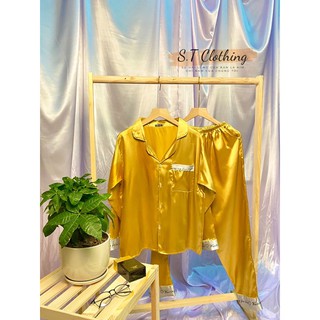 [Voucher 15k cho Follower mới] đồ ngủ bộ đồ set đồ mặc nhà pijama lụa phi bóng trơn màu freesize
