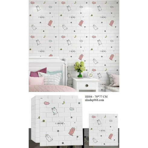 Xốp dán tường hoạt hình 3D khổ lớn 70x77cm dày 5mm | BigBuy360 - bigbuy360.vn